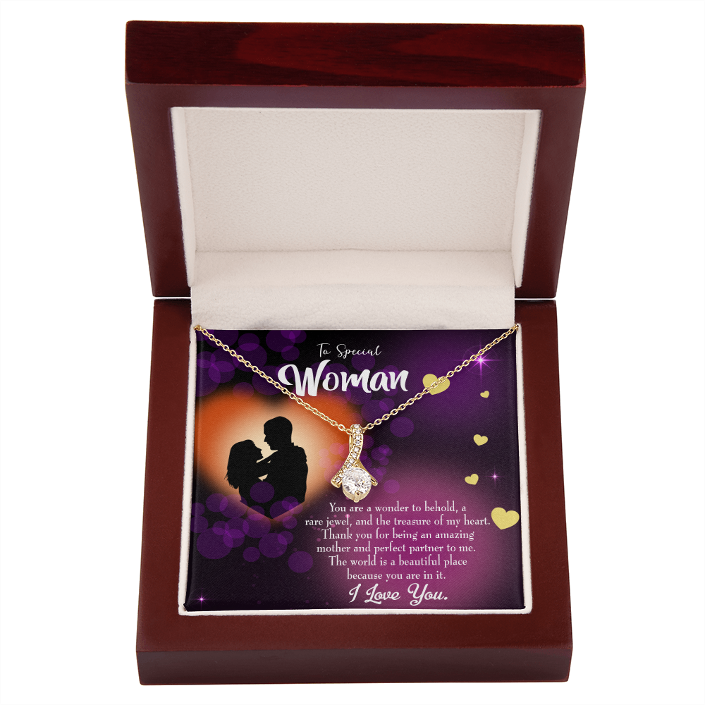 To My Girlfriend Rare Jewel Alluring Ribbon Necklace Message Card-Express Your Love Gifts