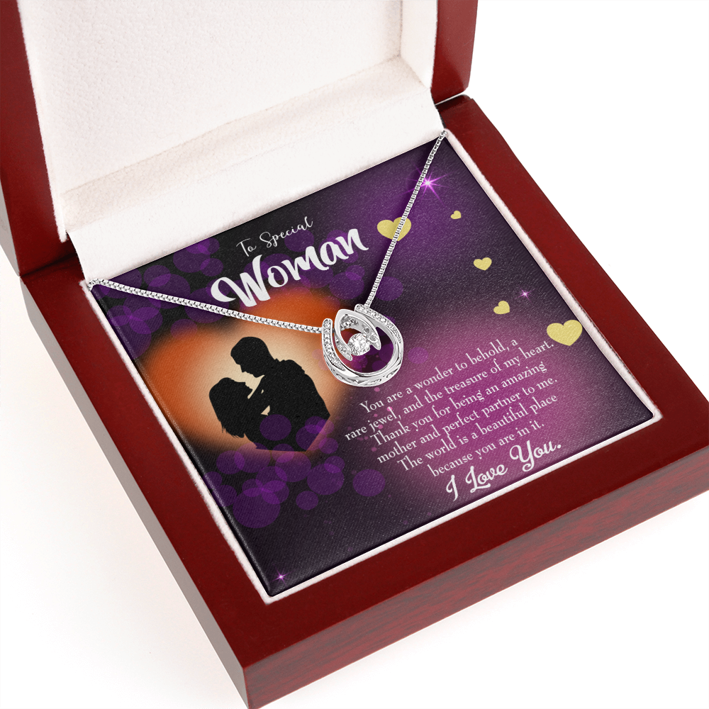 To My Girlfriend RAre Jewel Lucky Horseshoe Necklace Message Card 14k w CZ Crystals-Express Your Love Gifts