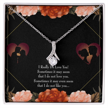 To My Girlfriend Really Love You English Alluring Ribbon Necklace Message Card-Express Your Love Gifts