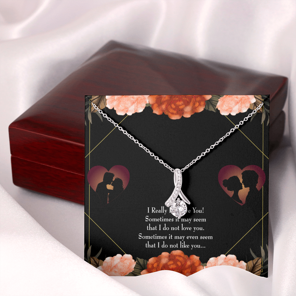 To My Girlfriend Really Love You English Alluring Ribbon Necklace Message Card-Express Your Love Gifts