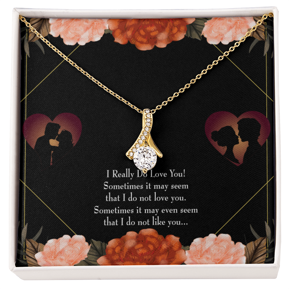 To My Girlfriend Really Love You English Alluring Ribbon Necklace Message Card-Express Your Love Gifts