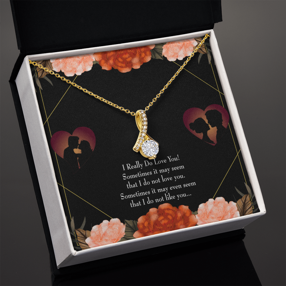 To My Girlfriend Really Love You English Alluring Ribbon Necklace Message Card-Express Your Love Gifts