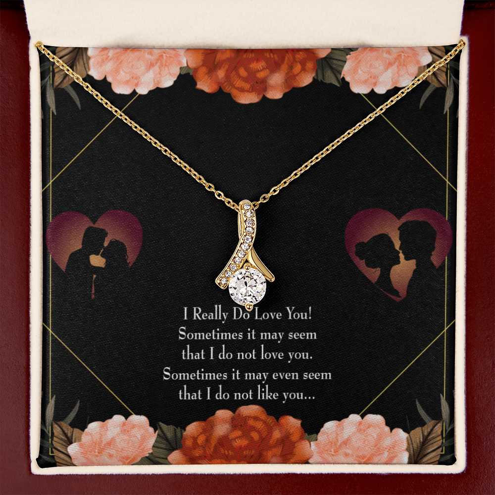 To My Girlfriend Really Love You English Alluring Ribbon Necklace Message Card-Express Your Love Gifts