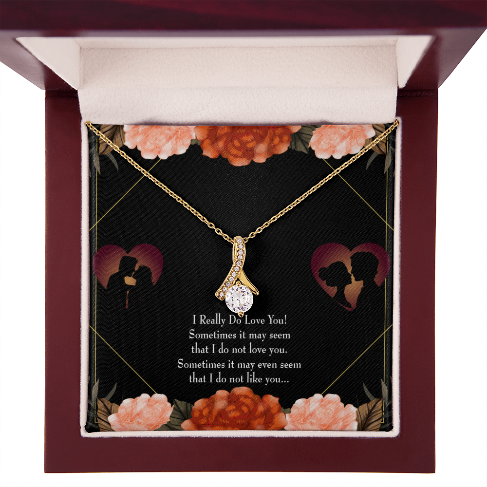 To My Girlfriend Really Love You English Alluring Ribbon Necklace Message Card-Express Your Love Gifts
