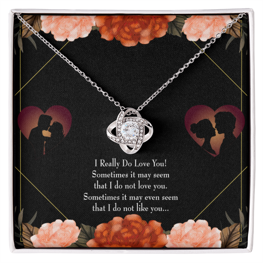 To My Girlfriend Really Love You English Infinity Knot Necklace Message Card-Express Your Love Gifts