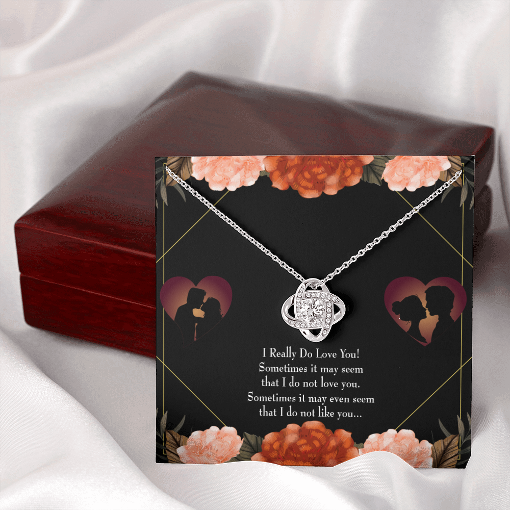 To My Girlfriend Really Love You English Infinity Knot Necklace Message Card-Express Your Love Gifts