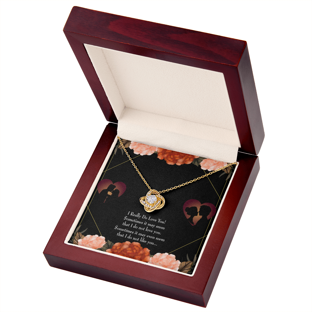To My Girlfriend Really Love You English Infinity Knot Necklace Message Card-Express Your Love Gifts