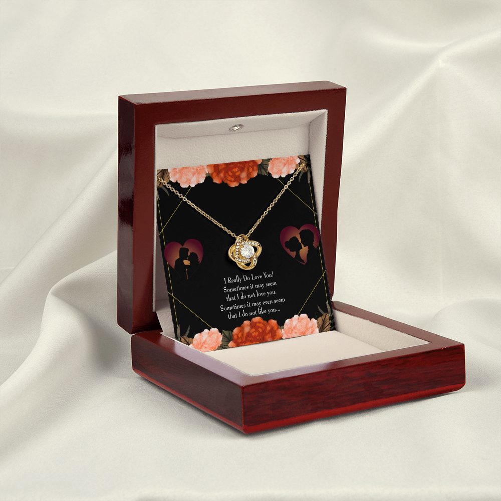 To My Girlfriend Really Love You English Infinity Knot Necklace Message Card-Express Your Love Gifts