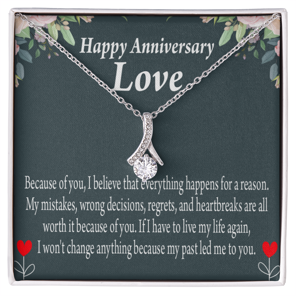 To My Girlfriend Reason For Everything Alluring Ribbon Necklace Message Card-Express Your Love Gifts