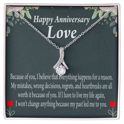 To My Girlfriend Reason For Everything Alluring Ribbon Necklace Message Card-Express Your Love Gifts