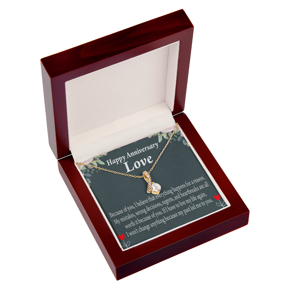 To My Girlfriend Reason For Everything Alluring Ribbon Necklace Message Card-Express Your Love Gifts