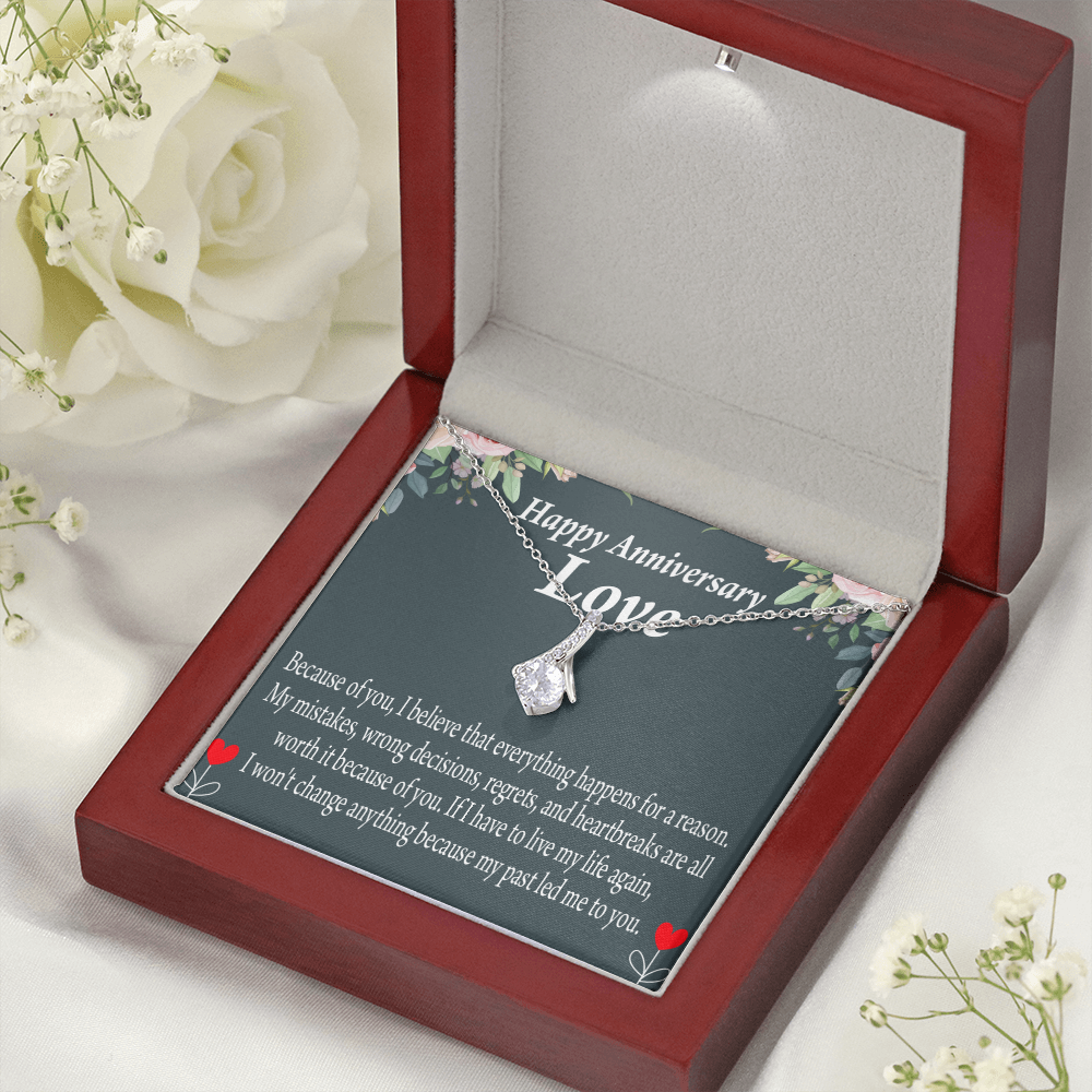 To My Girlfriend Reason For Everything Alluring Ribbon Necklace Message Card-Express Your Love Gifts
