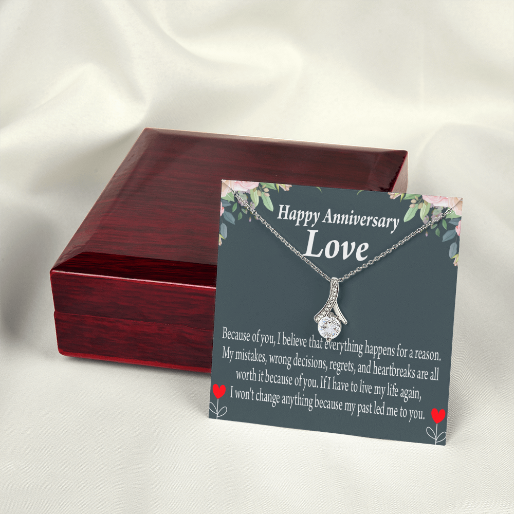 To My Girlfriend Reason For Everything Alluring Ribbon Necklace Message Card-Express Your Love Gifts