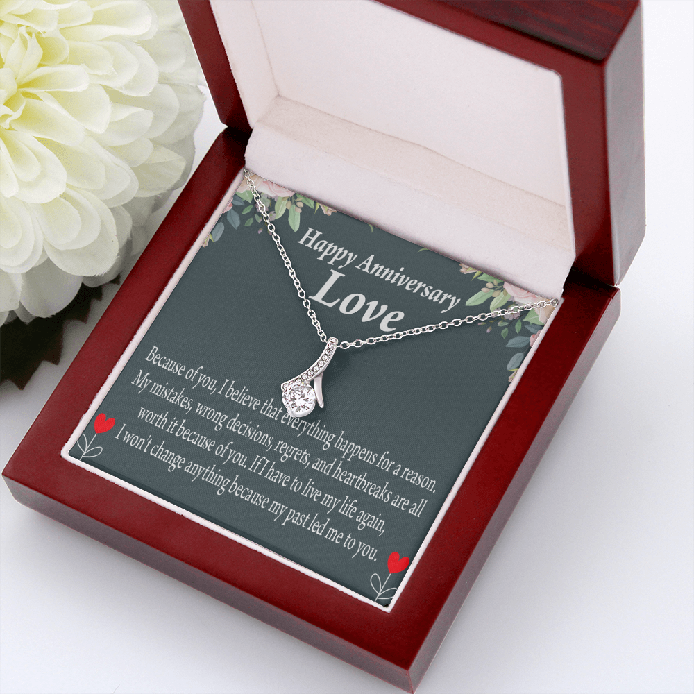 To My Girlfriend Reason For Everything Alluring Ribbon Necklace Message Card-Express Your Love Gifts