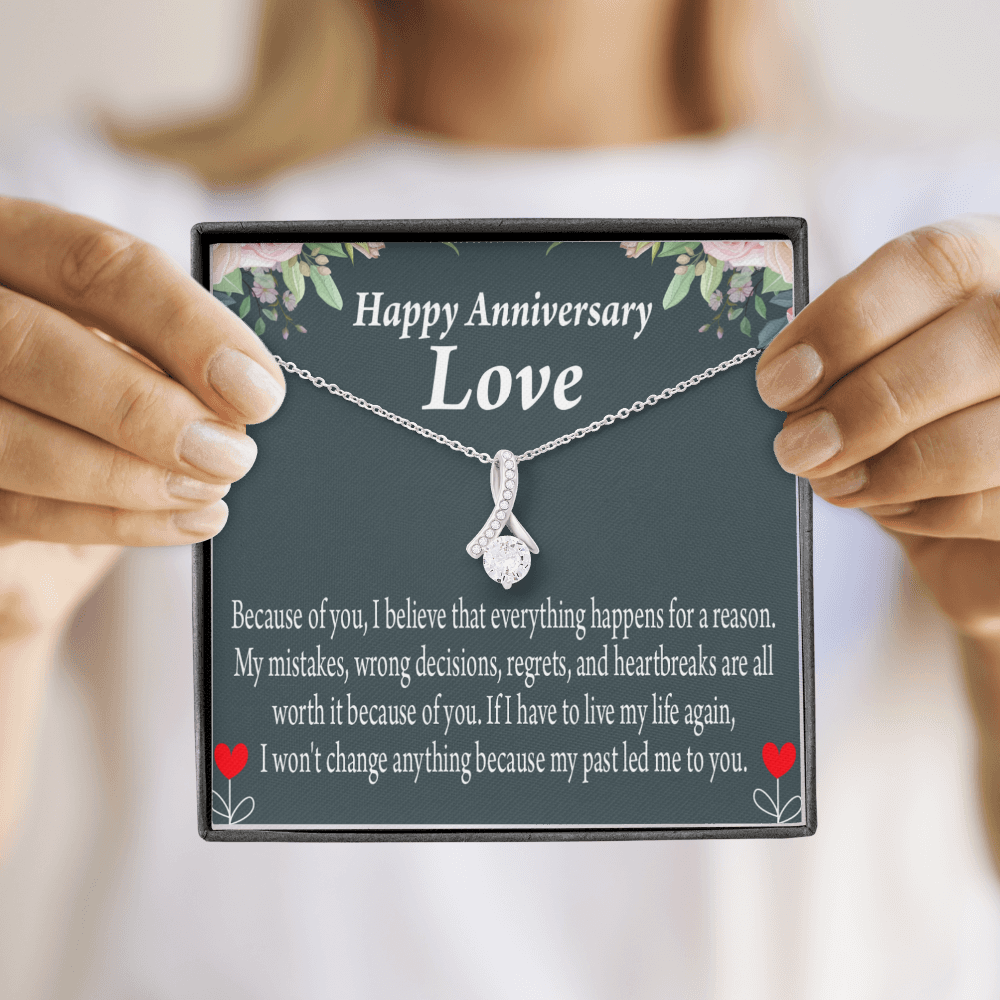 To My Girlfriend Reason For Everything Alluring Ribbon Necklace Message Card-Express Your Love Gifts