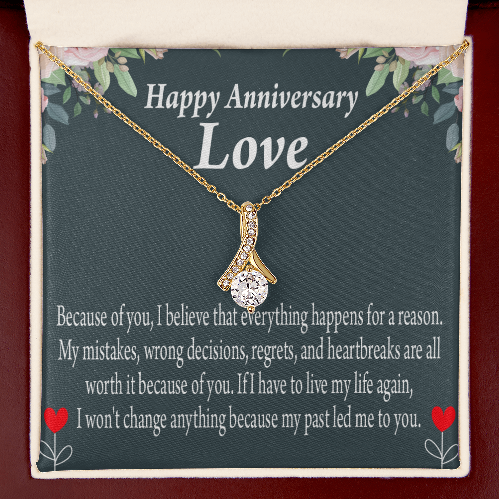 To My Girlfriend Reason For Everything Alluring Ribbon Necklace Message Card-Express Your Love Gifts