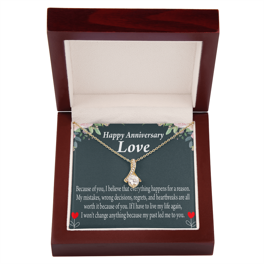 To My Girlfriend Reason For Everything Alluring Ribbon Necklace Message Card-Express Your Love Gifts