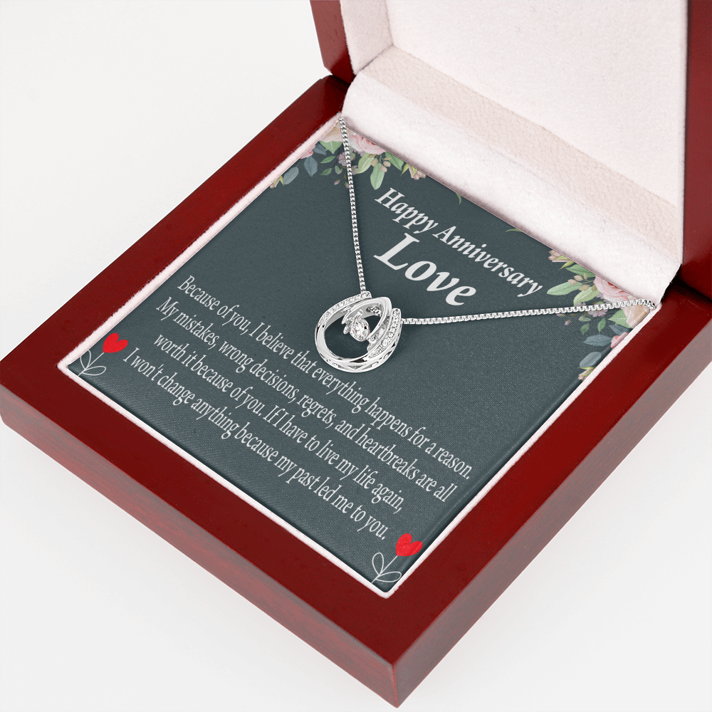 To My Girlfriend Reason For Everything Lucky Horseshoe Necklace Message Card 14k w CZ Crystals-Express Your Love Gifts