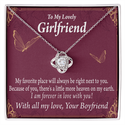 To My Girlfriend Right Next To You Is My Favorite Place Infinity Knot Necklace Message Card-Express Your Love Gifts
