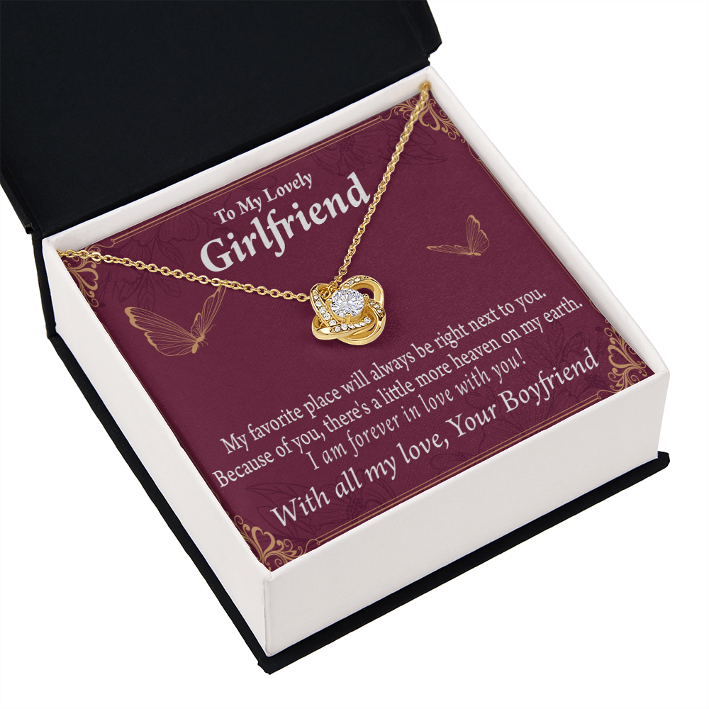 To My Girlfriend Right Next To You Is My Favorite Place Infinity Knot Necklace Message Card-Express Your Love Gifts