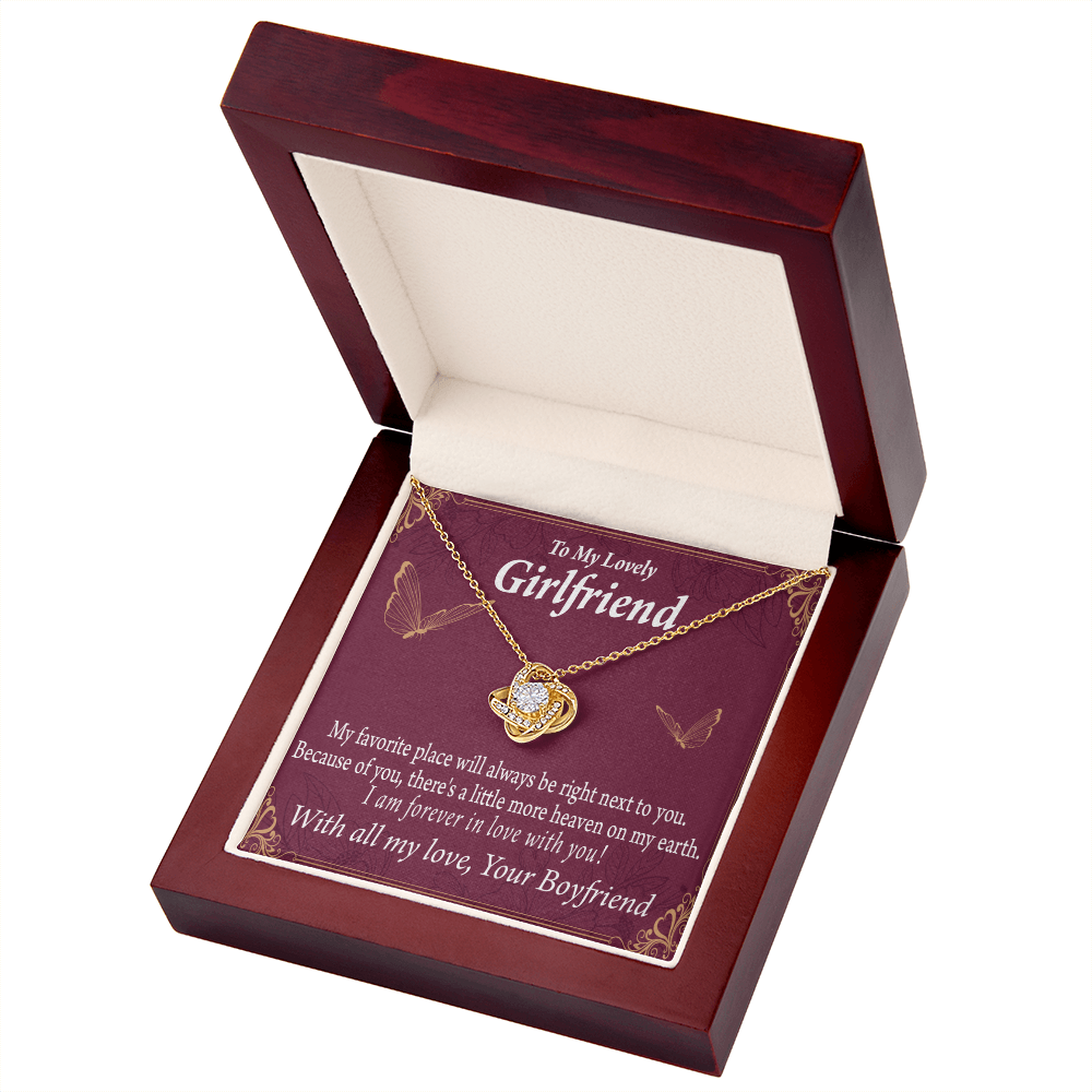 To My Girlfriend Right Next To You Is My Favorite Place Infinity Knot Necklace Message Card-Express Your Love Gifts