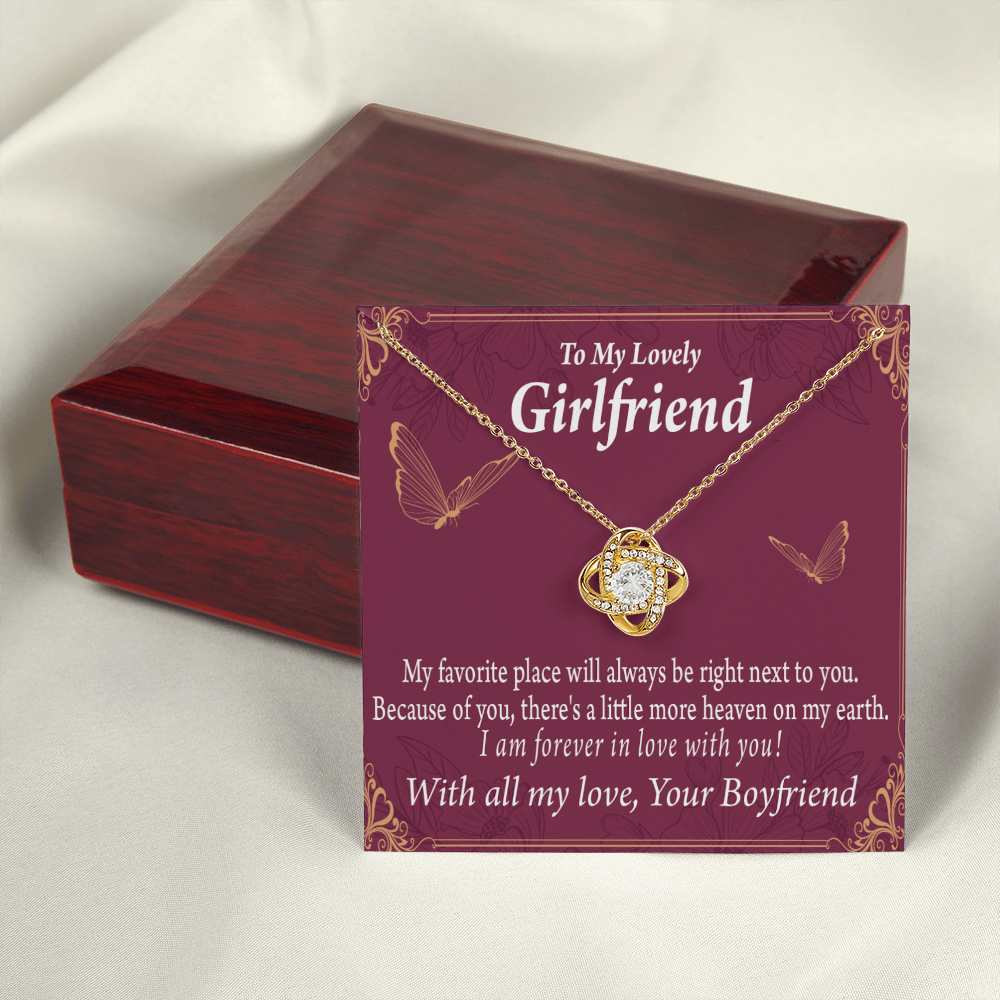 To My Girlfriend Right Next To You Is My Favorite Place Infinity Knot Necklace Message Card-Express Your Love Gifts