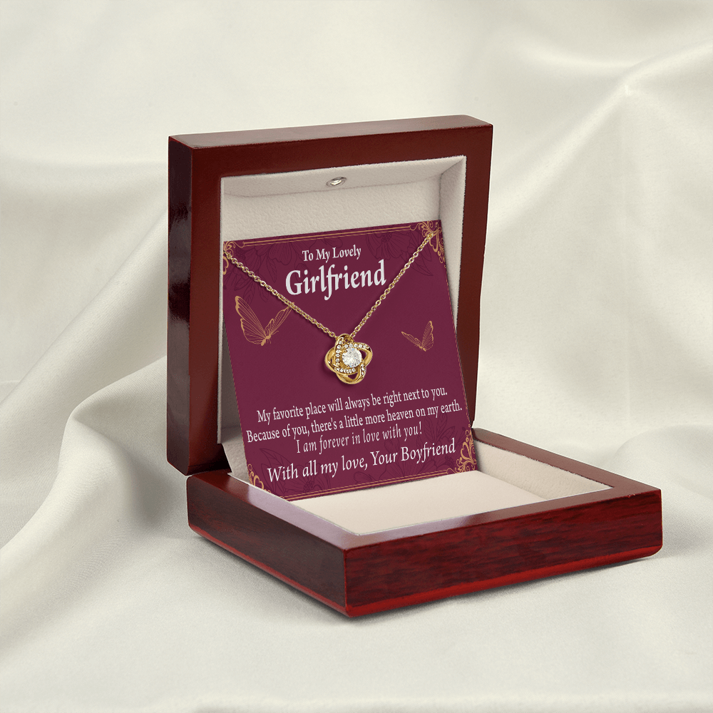 To My Girlfriend Right Next To You Is My Favorite Place Infinity Knot Necklace Message Card-Express Your Love Gifts
