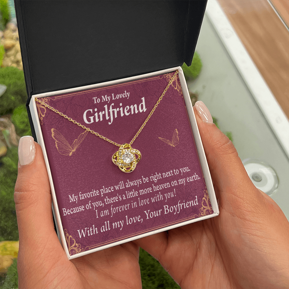 To My Girlfriend Right Next To You Is My Favorite Place Infinity Knot Necklace Message Card-Express Your Love Gifts