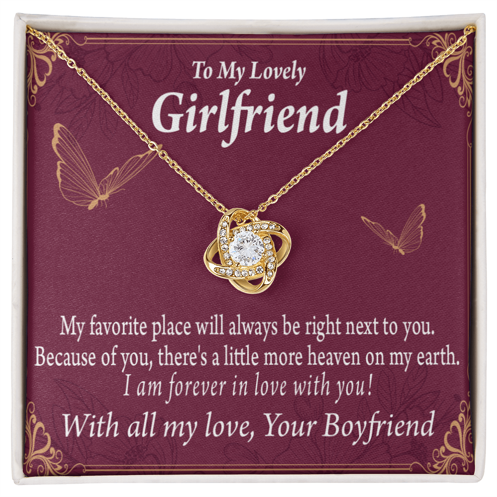 To My Girlfriend Right Next To You Is My Favorite Place Infinity Knot Necklace Message Card-Express Your Love Gifts