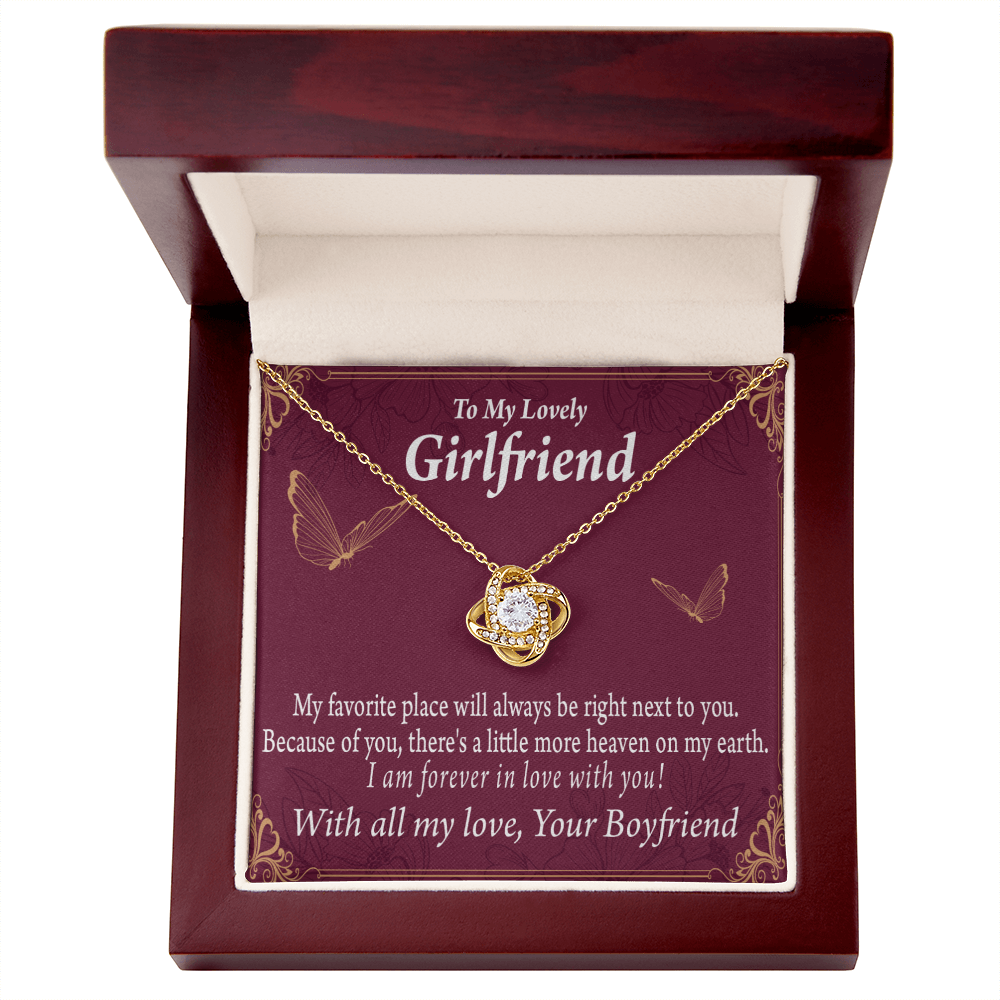 To My Girlfriend Right Next To You Is My Favorite Place Infinity Knot Necklace Message Card-Express Your Love Gifts