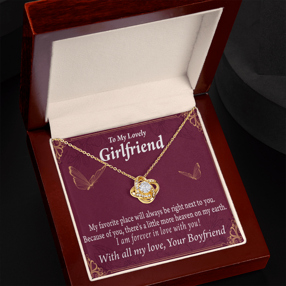 To My Girlfriend Right Next To You Is My Favorite Place Infinity Knot Necklace Message Card-Express Your Love Gifts