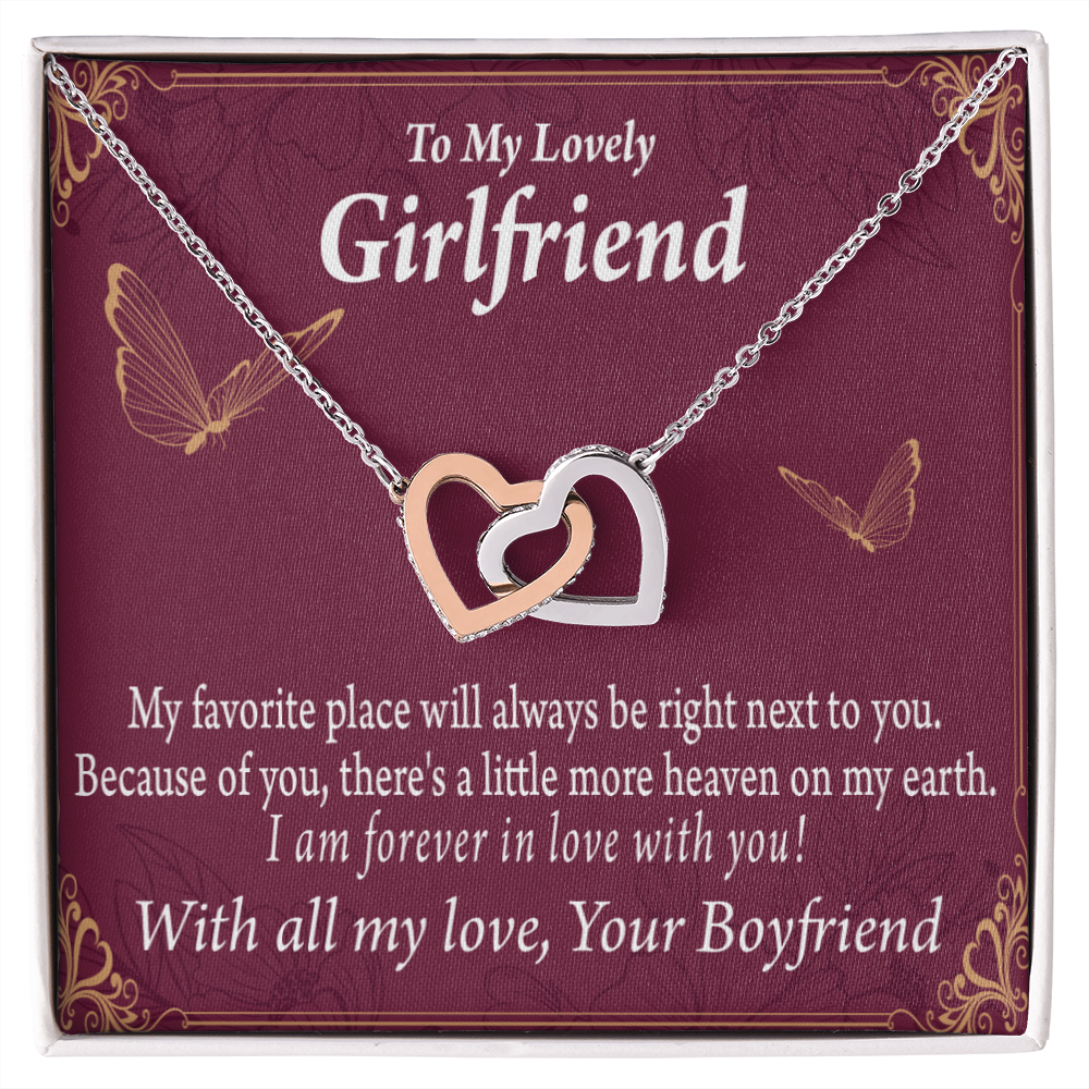 To My Girlfriend Right Next To You Is My Favorite Place Inseparable Necklace-Express Your Love Gifts