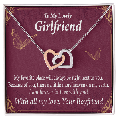 To My Girlfriend Right Next To You Is My Favorite Place Inseparable Necklace-Express Your Love Gifts