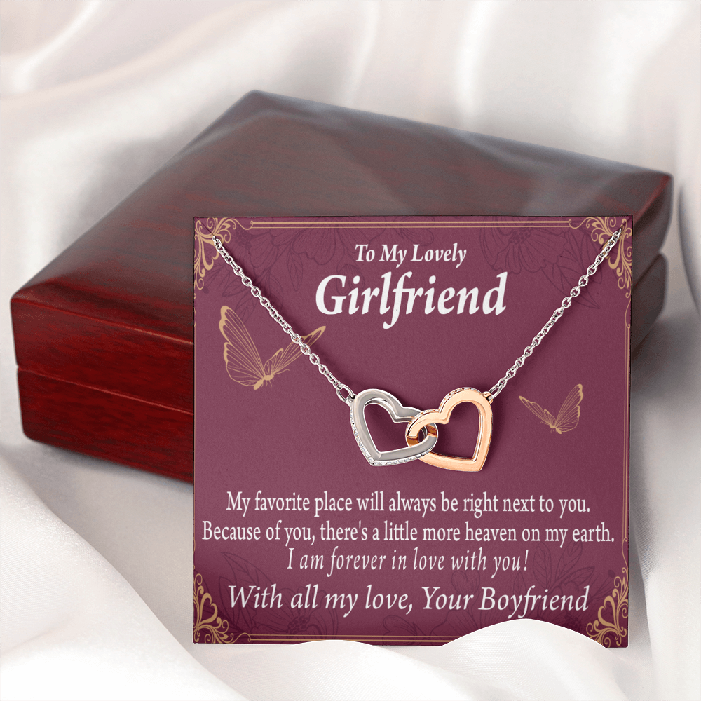 To My Girlfriend Right Next To You Is My Favorite Place Inseparable Necklace-Express Your Love Gifts