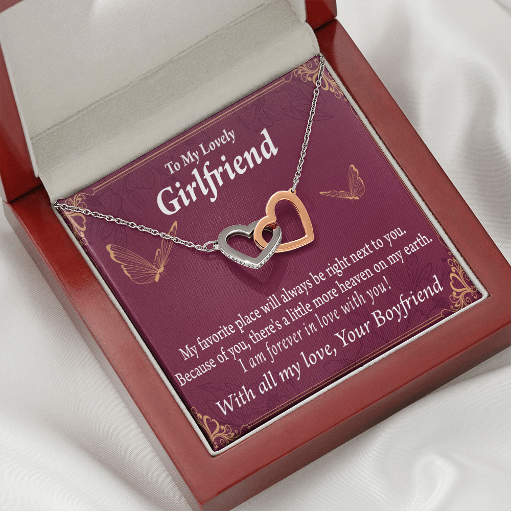 To My Girlfriend Right Next To You Is My Favorite Place Inseparable Necklace-Express Your Love Gifts