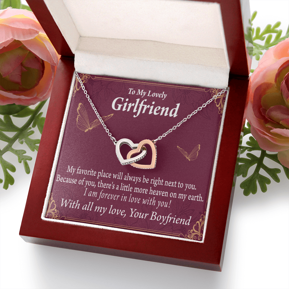 To My Girlfriend Right Next To You Is My Favorite Place Inseparable Necklace-Express Your Love Gifts