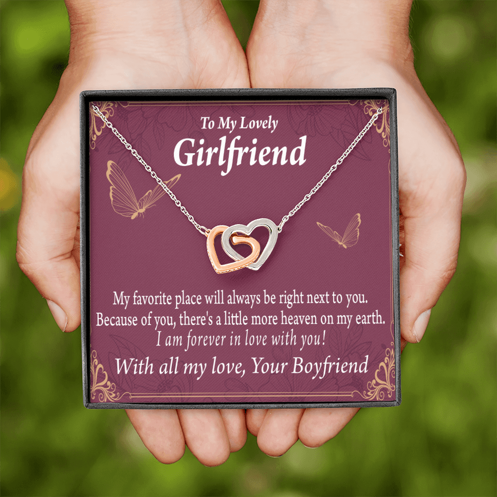 To My Girlfriend Right Next To You Is My Favorite Place Inseparable Necklace-Express Your Love Gifts