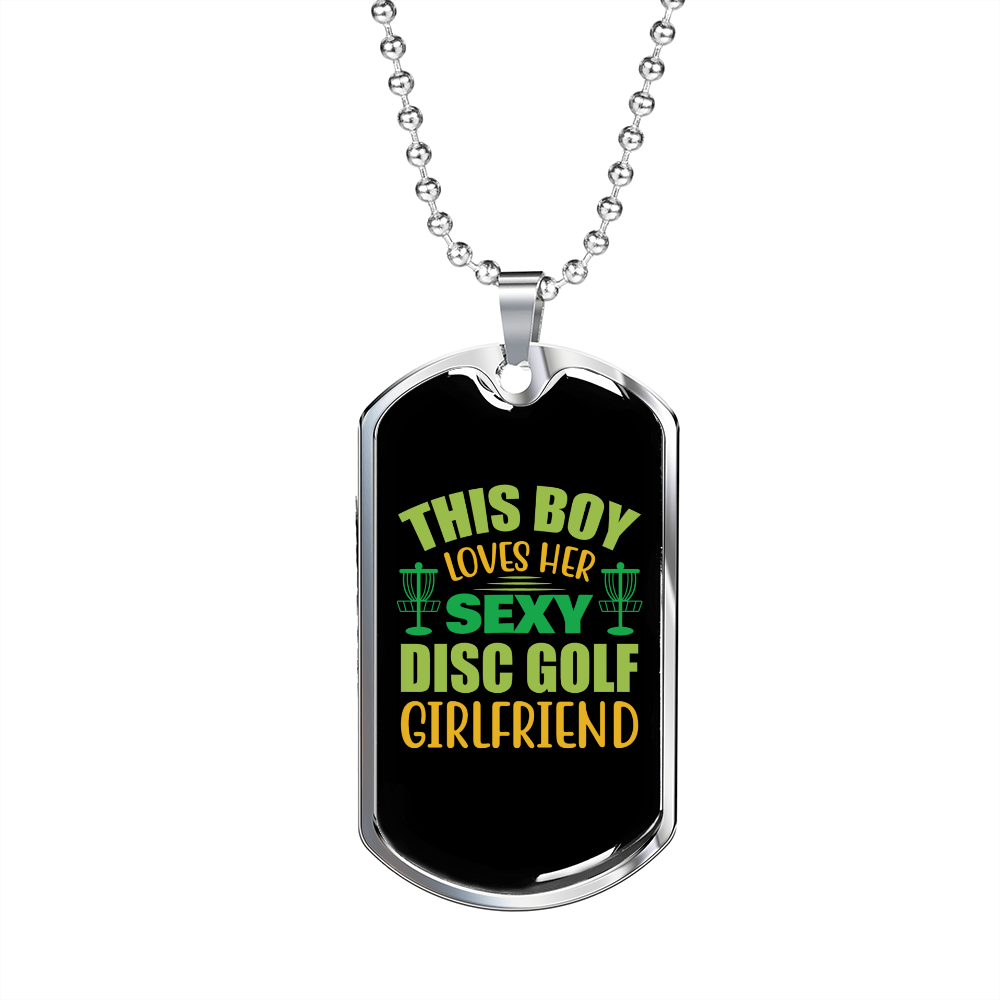 To My Girlfriend Sexy Disc Golf Girlfriend Necklace Stainless Steel or 18k Gold Dog Tag 24" Chain-Express Your Love Gifts