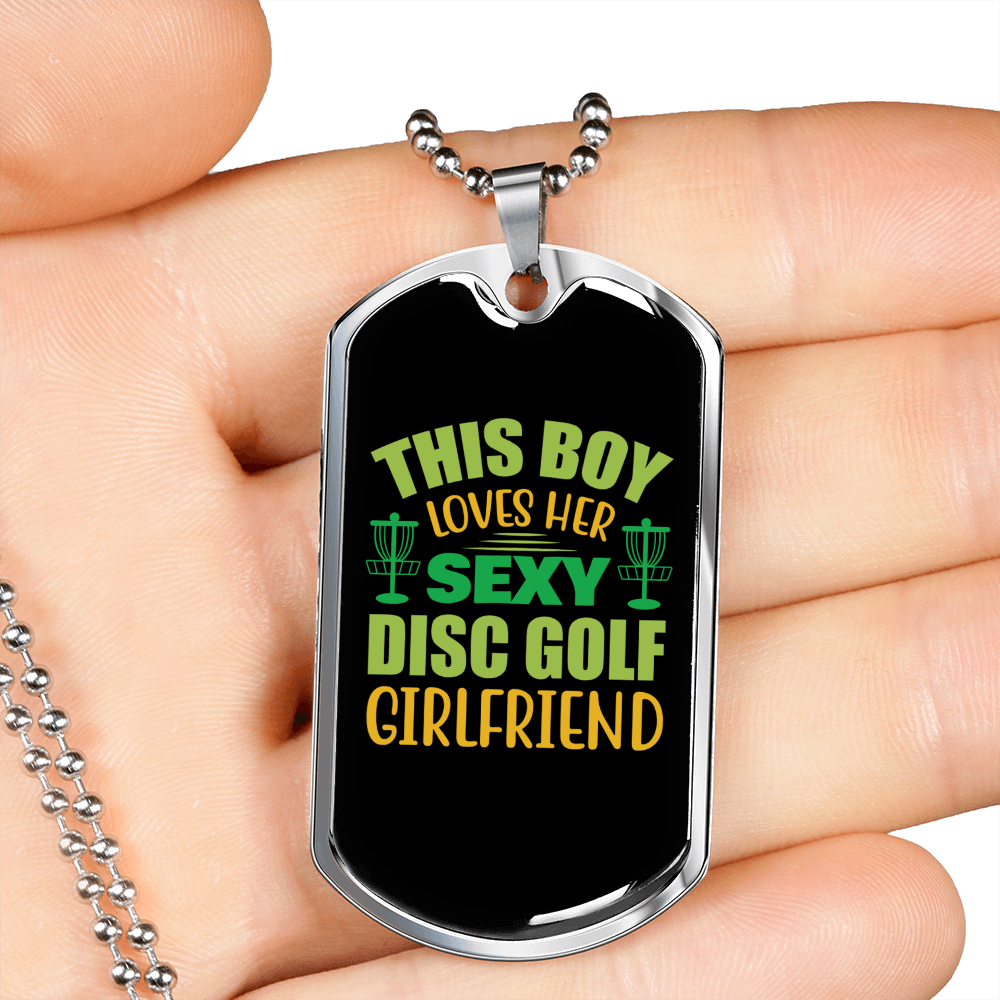To My Girlfriend Sexy Disc Golf Girlfriend Necklace Stainless Steel or 18k Gold Dog Tag 24" Chain-Express Your Love Gifts