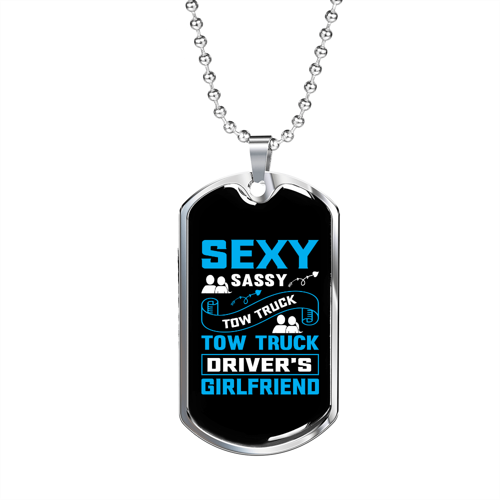 To My Girlfriend Sexy Sassy Girlfriend Blue Necklace Stainless Steel or 18k Gold Dog Tag 24" Chain-Express Your Love Gifts