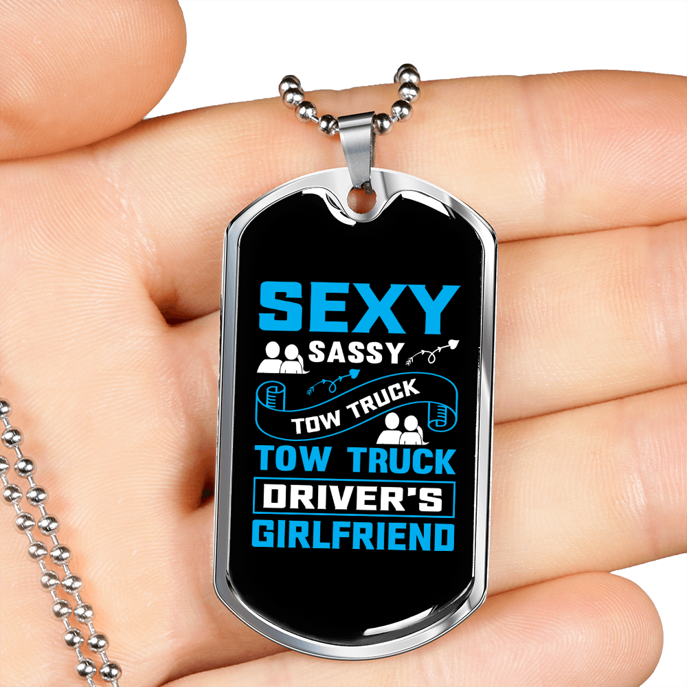 To My Girlfriend Sexy Sassy Girlfriend Blue Necklace Stainless Steel or 18k Gold Dog Tag 24" Chain-Express Your Love Gifts