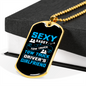 To My Girlfriend Sexy Sassy Girlfriend Blue Necklace Stainless Steel or 18k Gold Dog Tag 24" Chain-Express Your Love Gifts