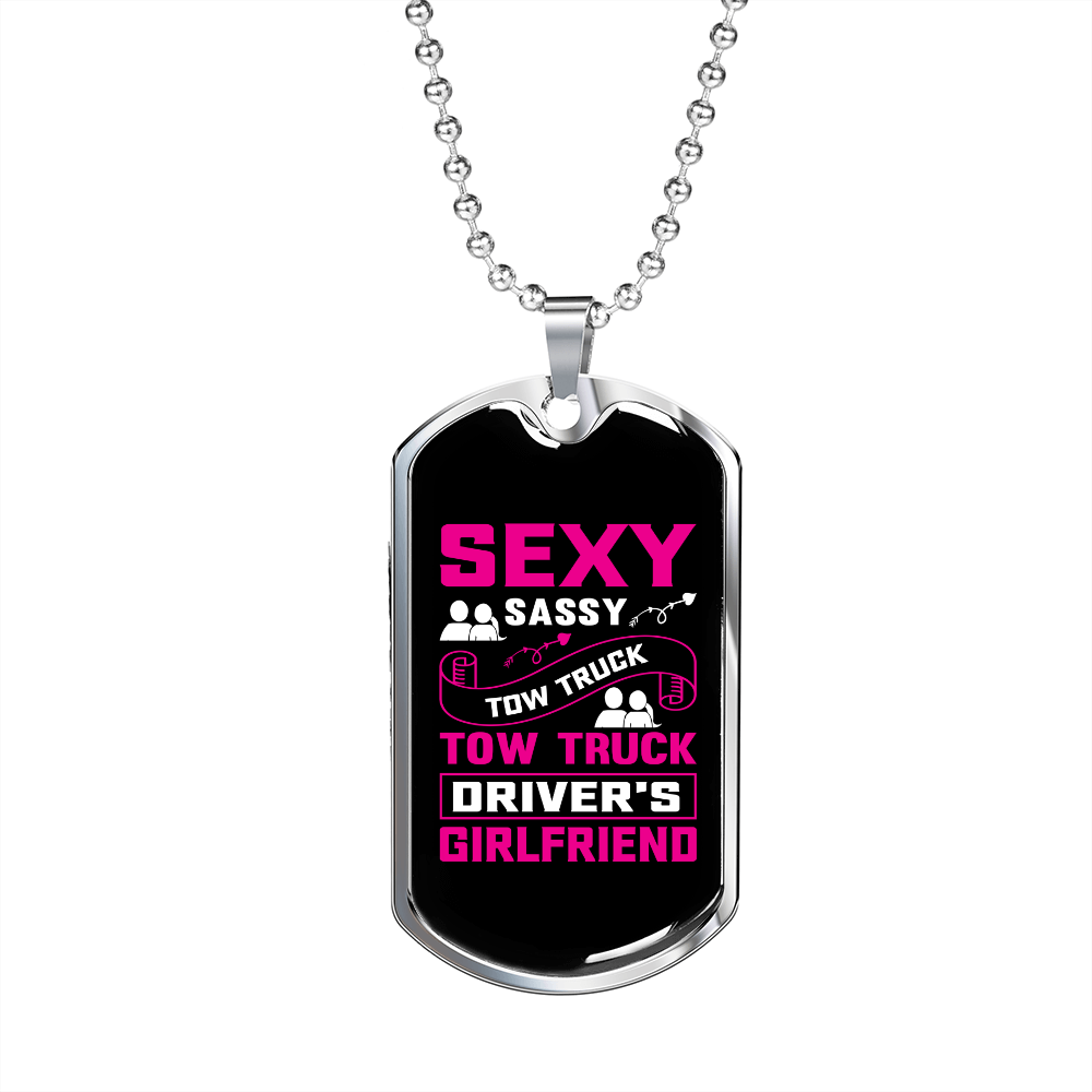 To My Girlfriend Sexy Sassy Girlfriend Pink Necklace Stainless Steel or 18k Gold Dog Tag 24" Chain-Express Your Love Gifts