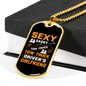 To My Girlfriend Sexy Sassy Girlfriend Yellow Necklace Stainless Steel or 18k Gold Dog Tag 24" Chain-Express Your Love Gifts