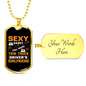 To My Girlfriend Sexy Sassy Girlfriend Yellow Necklace Stainless Steel or 18k Gold Dog Tag 24" Chain-Express Your Love Gifts