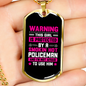 To My Girlfriend Smokin Hot Policeman Pink Necklace Stainless Steel or 18k Gold Dog Tag 24" Chain-Express Your Love Gifts