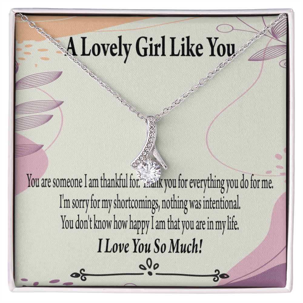 To My Girlfriend So Happy Alluring Ribbon Necklace Message Card-Express Your Love Gifts