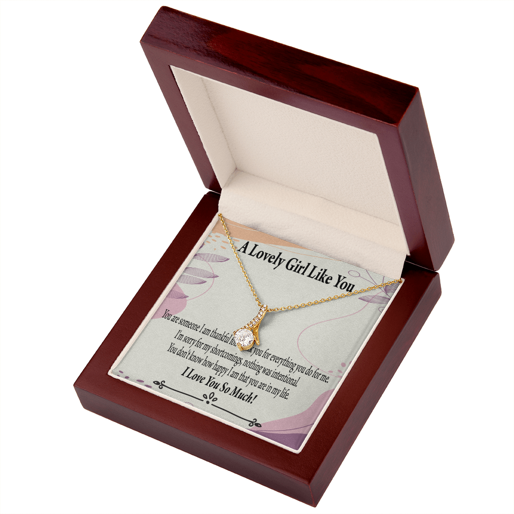 To My Girlfriend So Happy Alluring Ribbon Necklace Message Card-Express Your Love Gifts