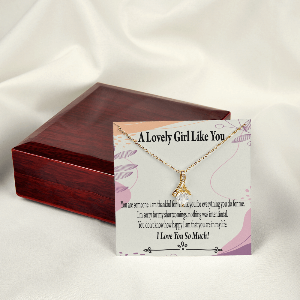 To My Girlfriend So Happy Alluring Ribbon Necklace Message Card-Express Your Love Gifts