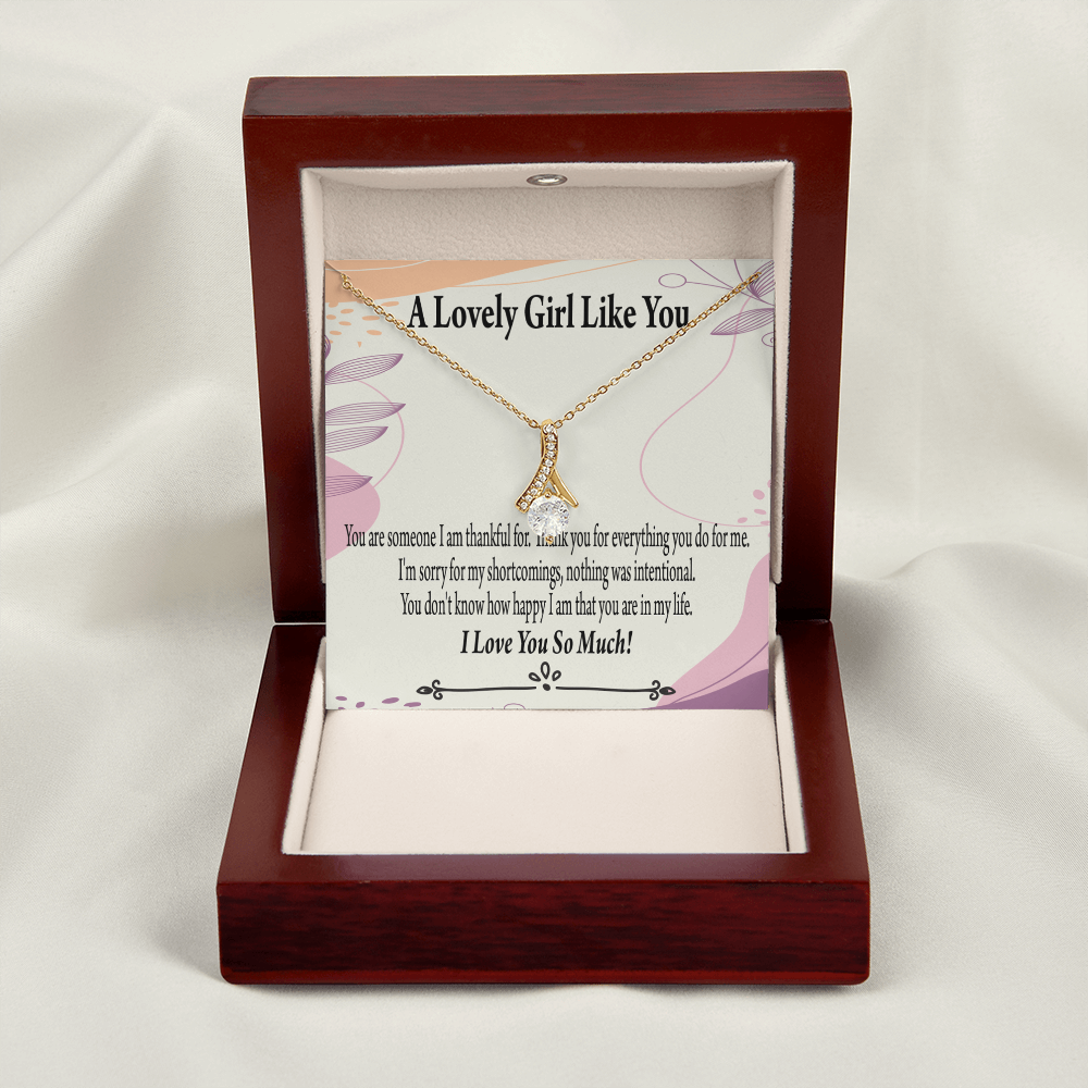 To My Girlfriend So Happy Alluring Ribbon Necklace Message Card-Express Your Love Gifts